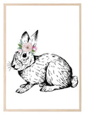 Woodland Animals Floral Crown (Or Without) Prints | Kids Wall Art - Larosier Prints