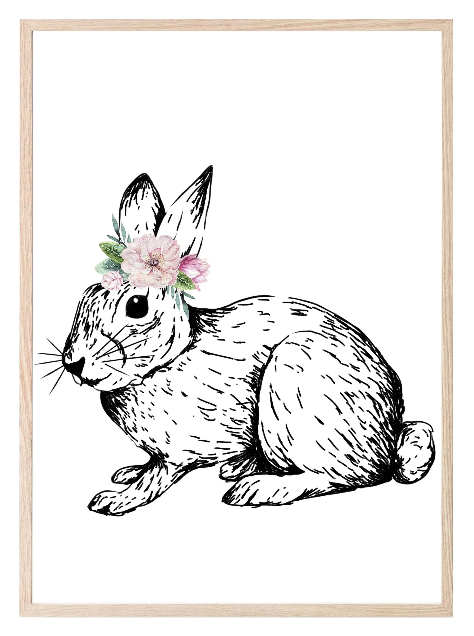 Woodland Animals Floral Crown (Or Without) Prints | Kids Wall Art - Larosier Prints