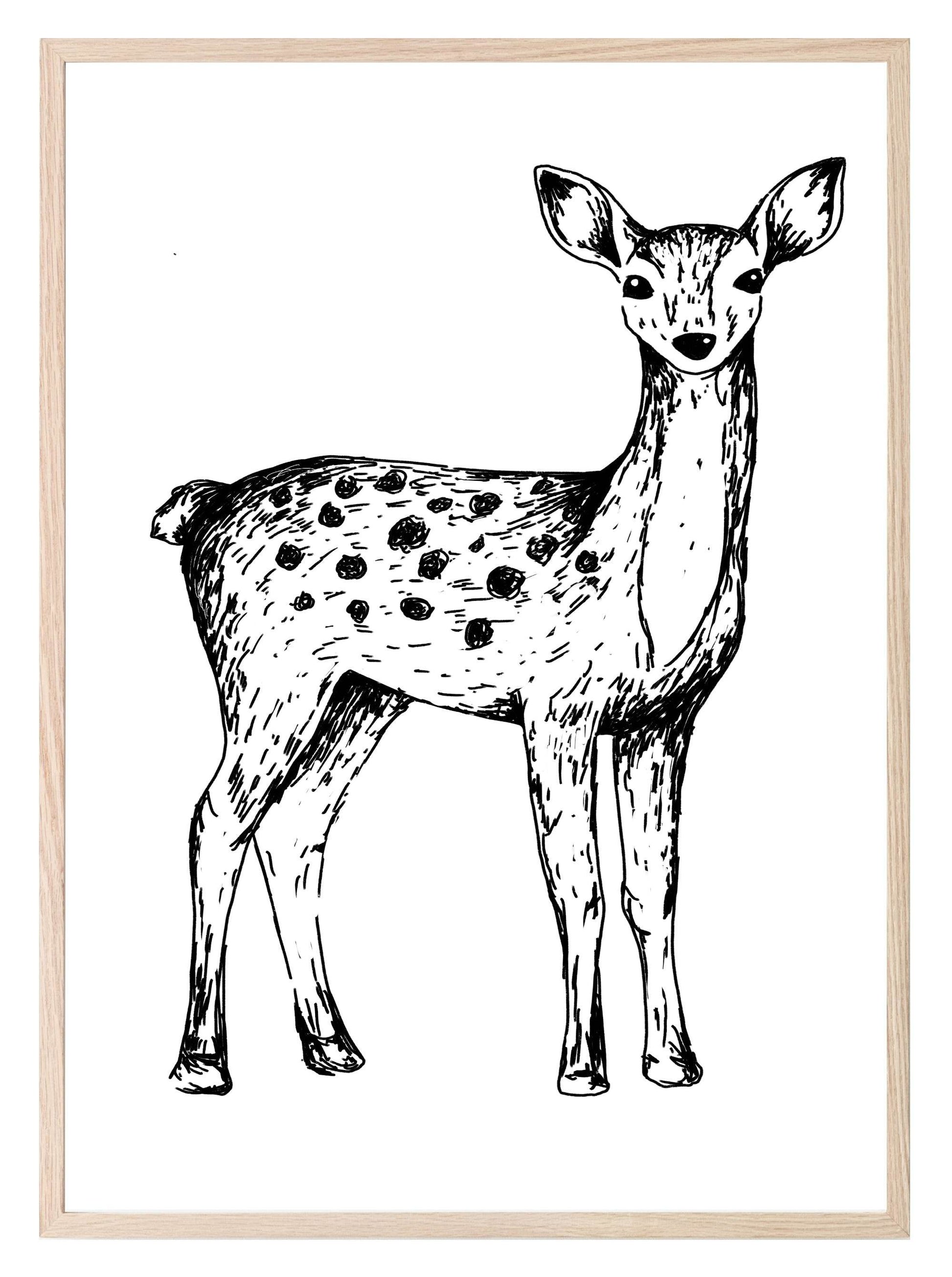 Woodland Animals Floral Crown (Or Without) Prints | Kids Wall Art
