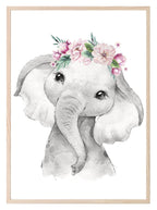 Collection Of Sweet Animals With Floral Elements Prints | Collection Of Nursery Wall Art - Larosier Prints
