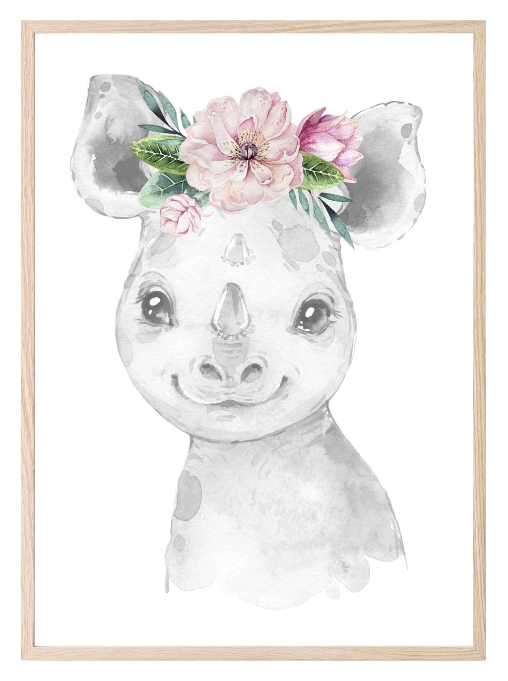 Collection Of Sweet Animals With Floral Elements Prints | Collection Of Nursery Wall Art - Larosier Prints