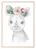 Collection Of Sweet Animals With Floral Elements Prints | Collection Of Nursery Wall Art - Larosier Prints