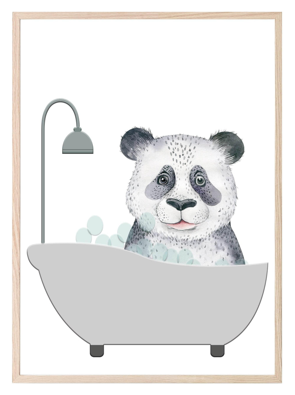 Cute Animals In the Bath Print | Duck, Elephant, Giraffe, Koala, Panda & Sloth - Larosier Prints