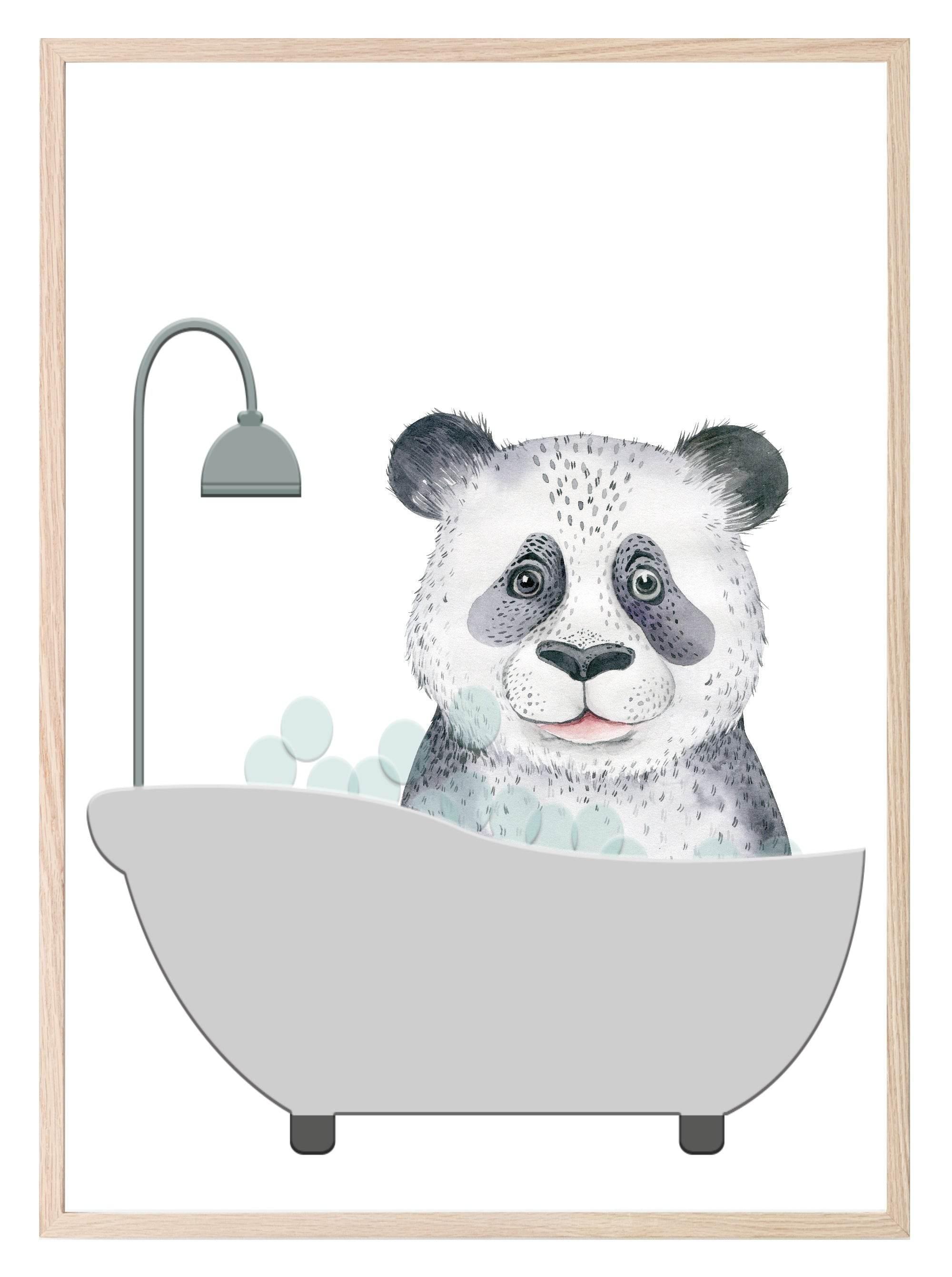 Cute Animals In the Bath Print | Duck, Elephant, Giraffe, Koala, Panda & Sloth - Larosier Prints