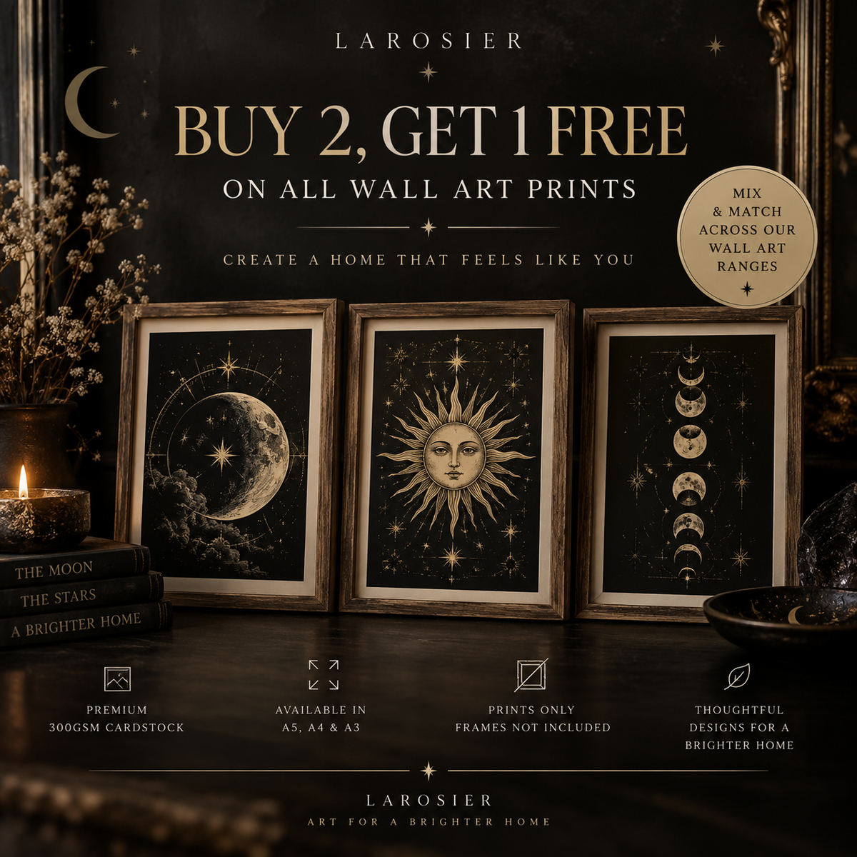 Larosier Prints buy 2 get 1 free wall art promotion