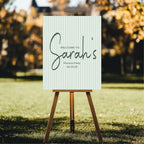 Sage Green Stripe Welcome Divorce Party Sign - Larosier Prints