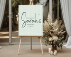 Sage Green Stripe Welcome Divorce Party Sign - Larosier Prints