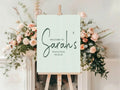 Sage Green Stripe Welcome Divorce Party Sign - Larosier Prints