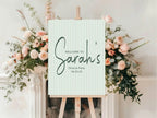 Sage Green Stripe Welcome Divorce Party Sign - Larosier Prints