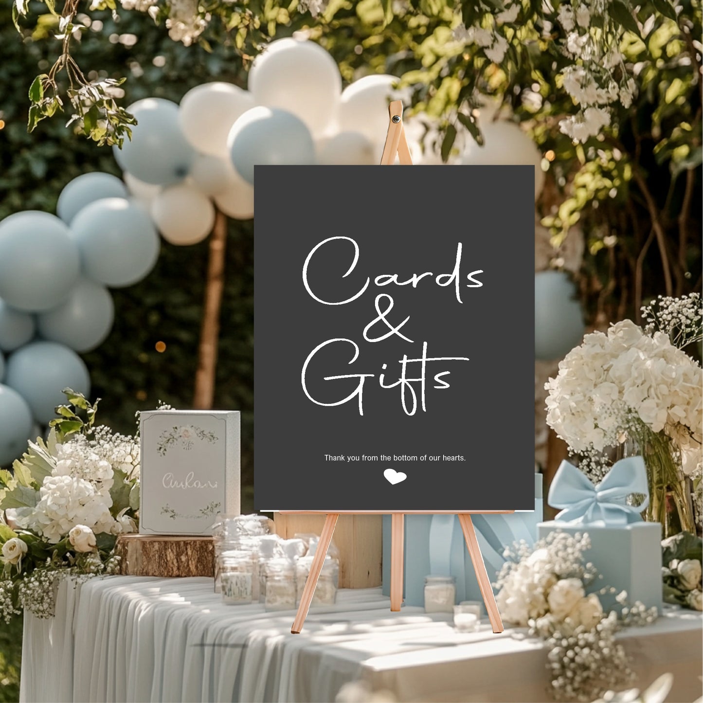 Minimalist Noir Cards & Gifts Baby Shower Party Sign