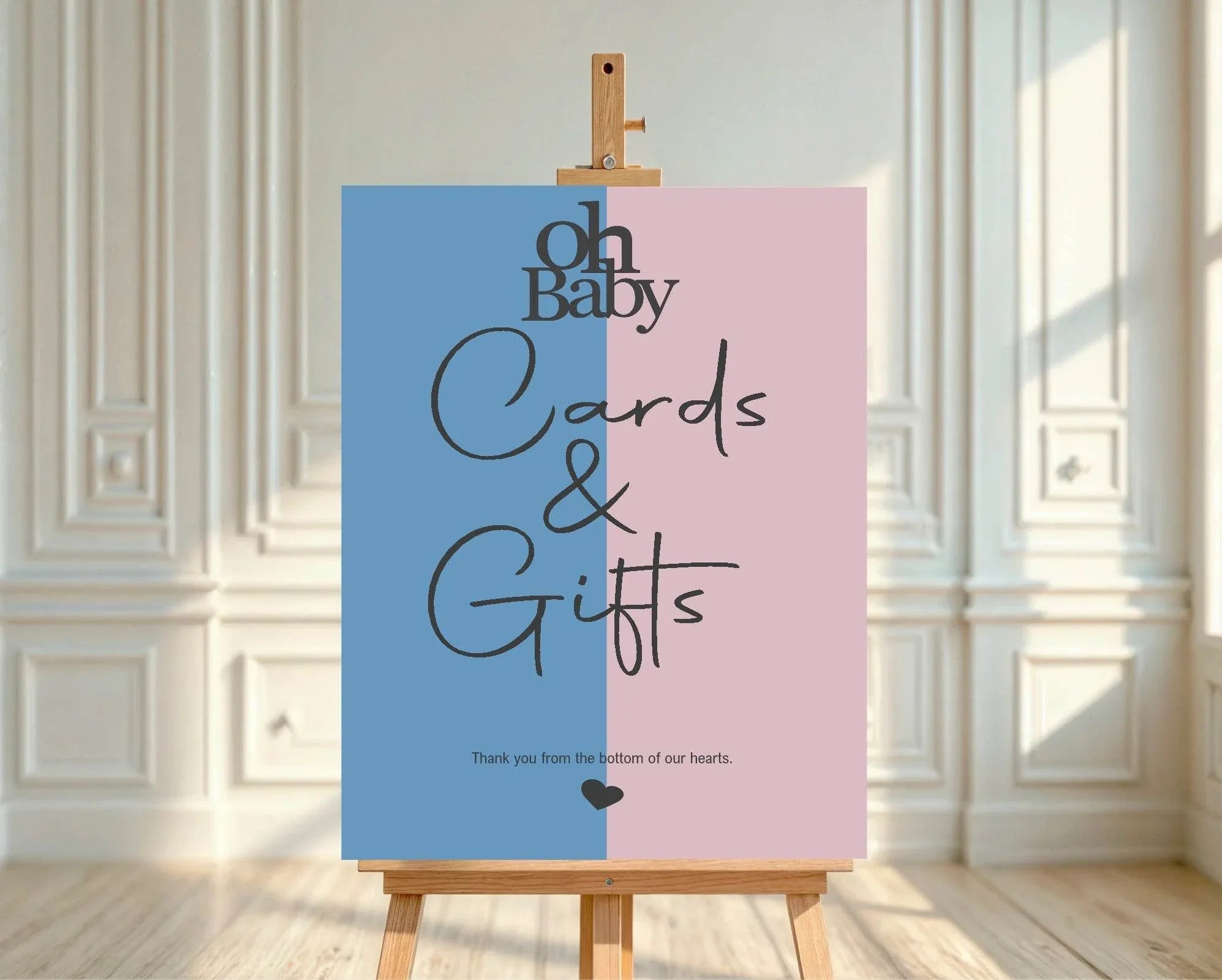 Oh Baby Cards & Gifts Baby Shower Party Sign | Blue & Pink - Larosier Prints