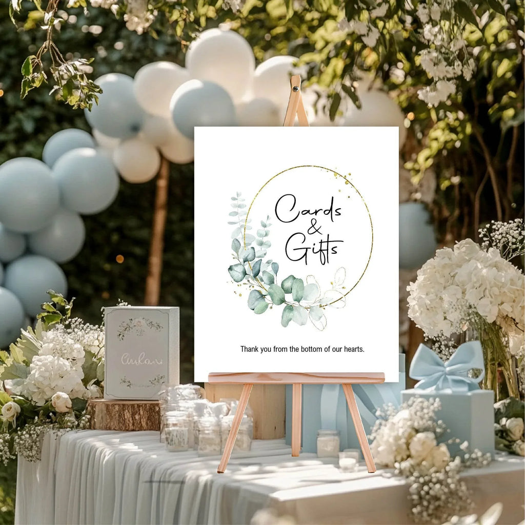 Eucalyptus Cards & Gifts Baby Shower Party Sign - Larosier Prints