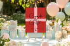 Red & Pink Cards & Gifts Baby Shower Party Sign - Larosier Prints