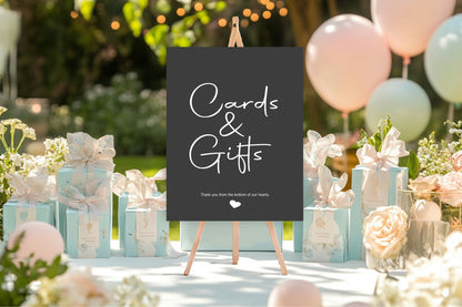 Minimalist Noir Cards & Gifts Baby Shower Party Sign