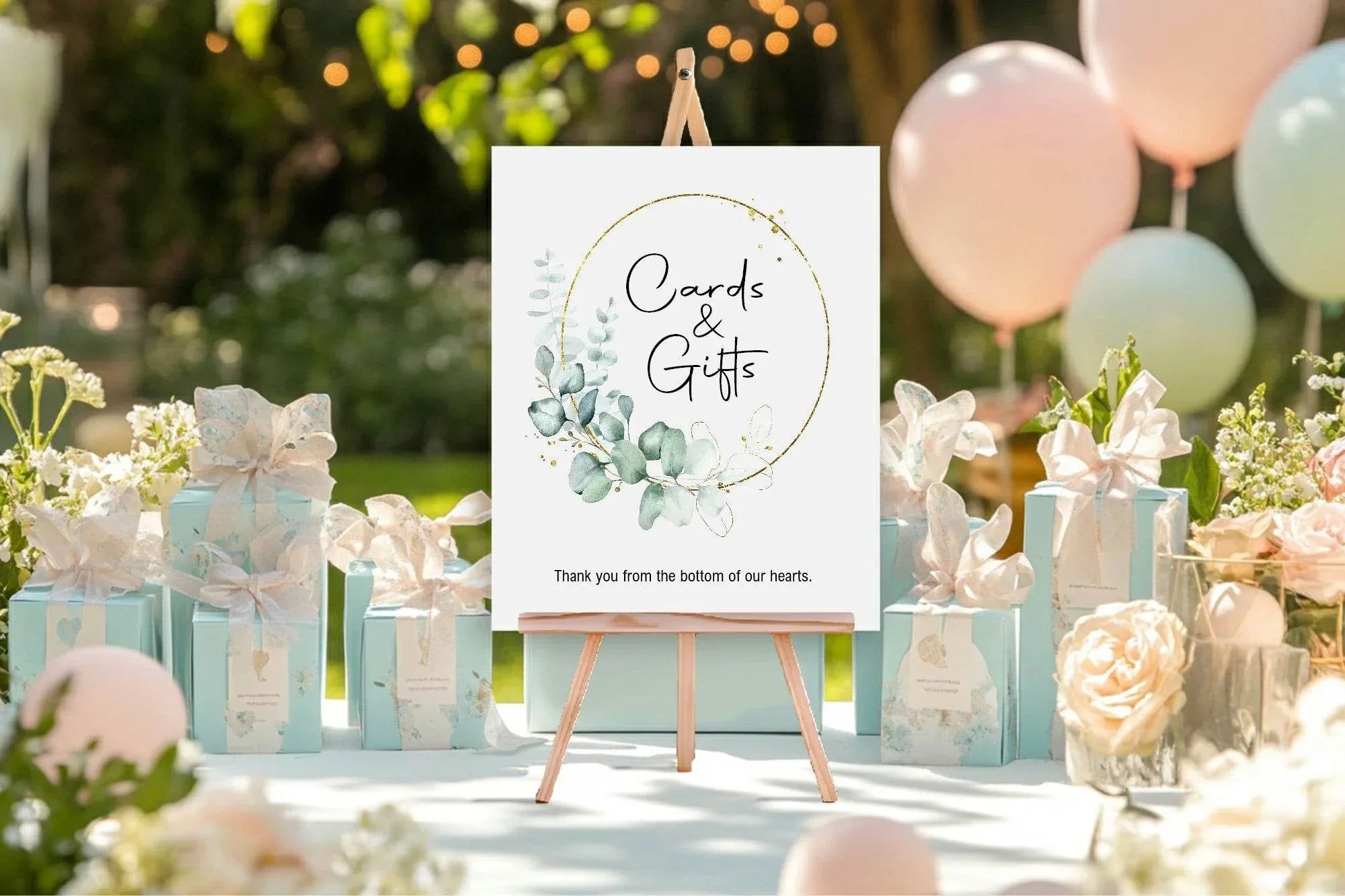 Eucalyptus Cards & Gifts Baby Shower Party Sign - Larosier Prints