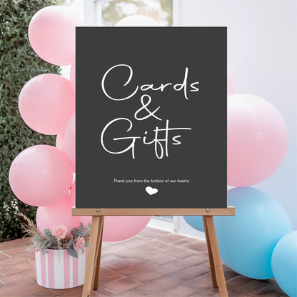 Minimalist Noir Cards & Gifts Baby Shower Party Sign