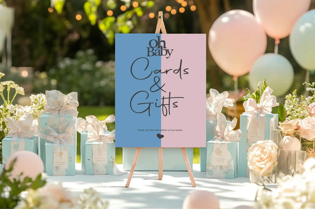 Oh Baby Cards & Gifts Baby Shower Party Sign | Blue & Pink - Larosier Prints