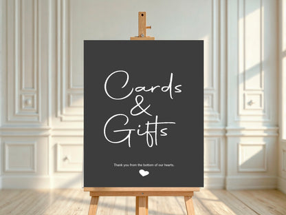 Minimalist Noir Cards & Gifts Baby Shower Party Sign