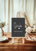 Minimalist Noir Drinks Birthday Party Sign - Larosier Prints