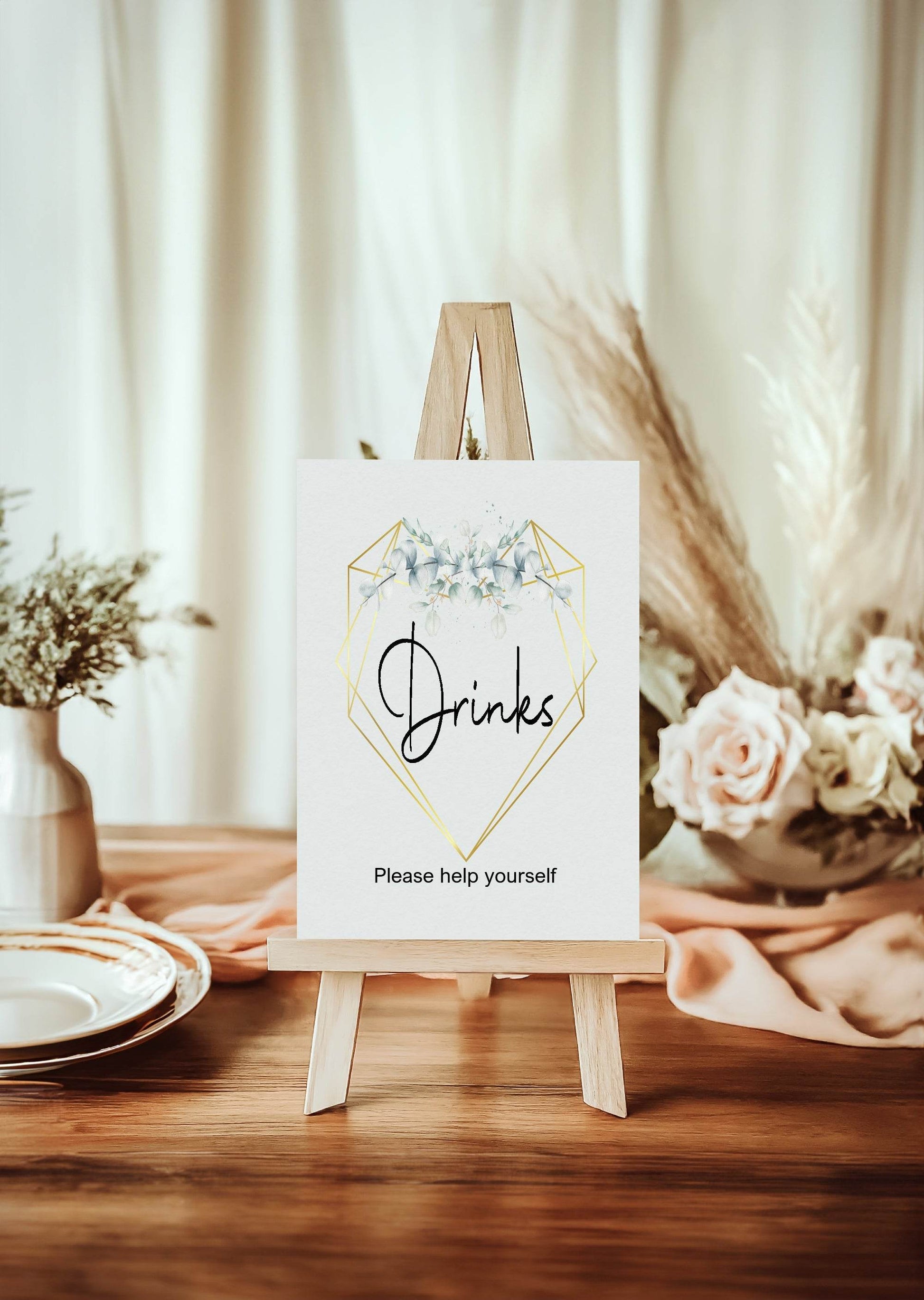 Eucalyptus Drinks Birthday Party Sign