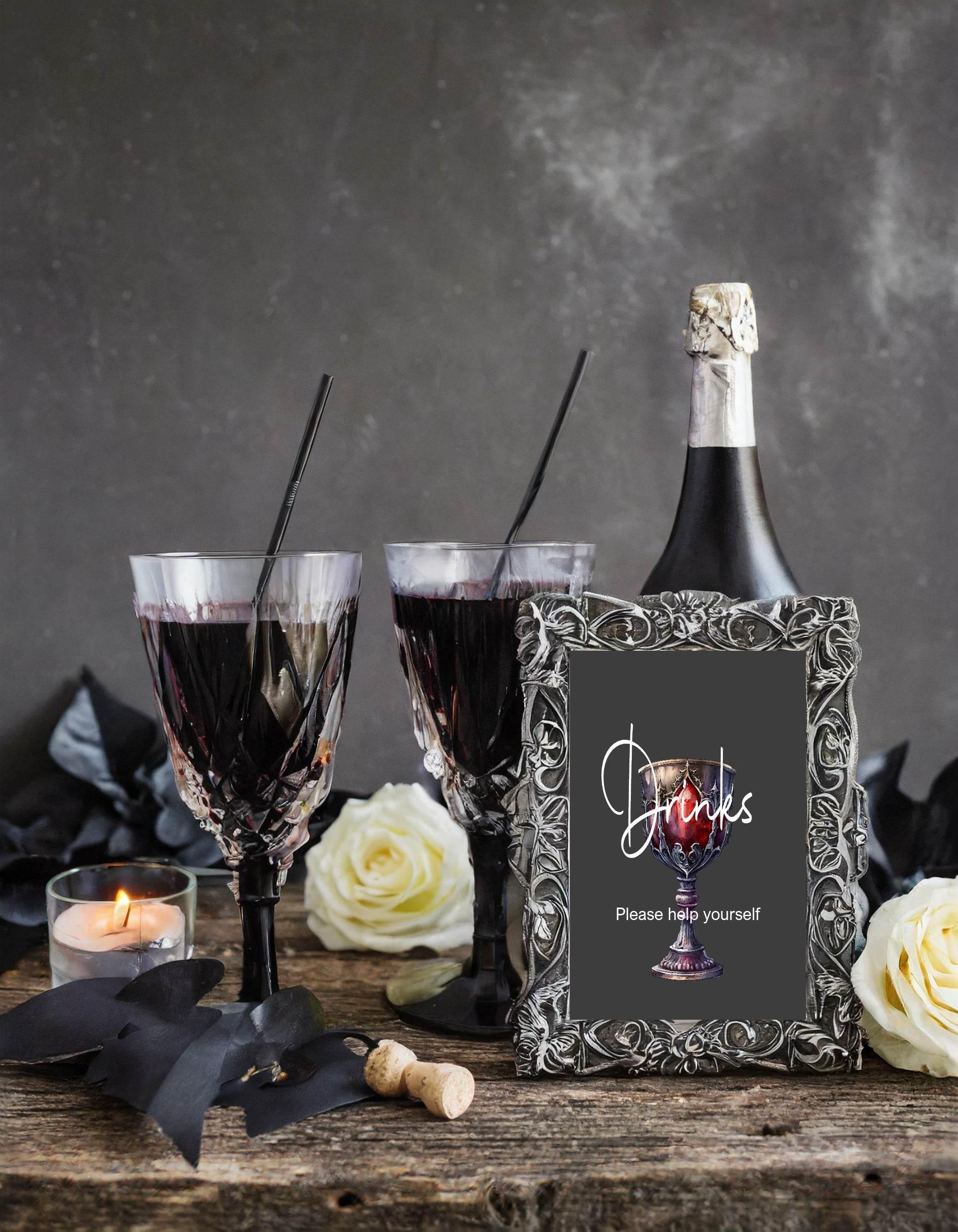 Gothic Drinks Birthday Party Sign - Larosier Prints