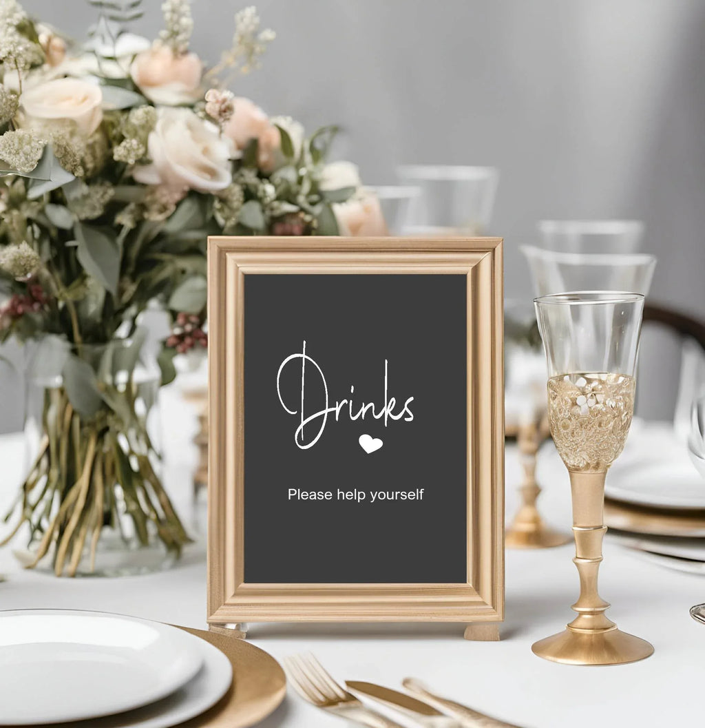 Minimalist Noir Drinks Birthday Party Sign - Larosier Prints
