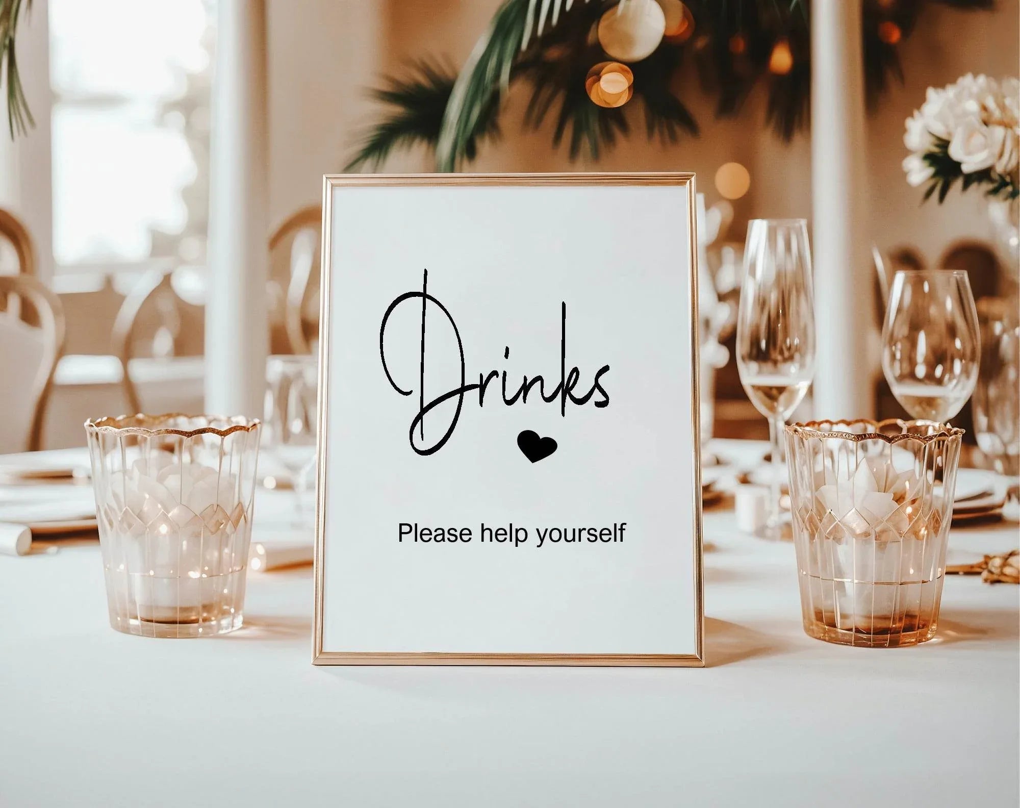 Minimalist Drinks Birthday Party Sign - Larosier Prints
