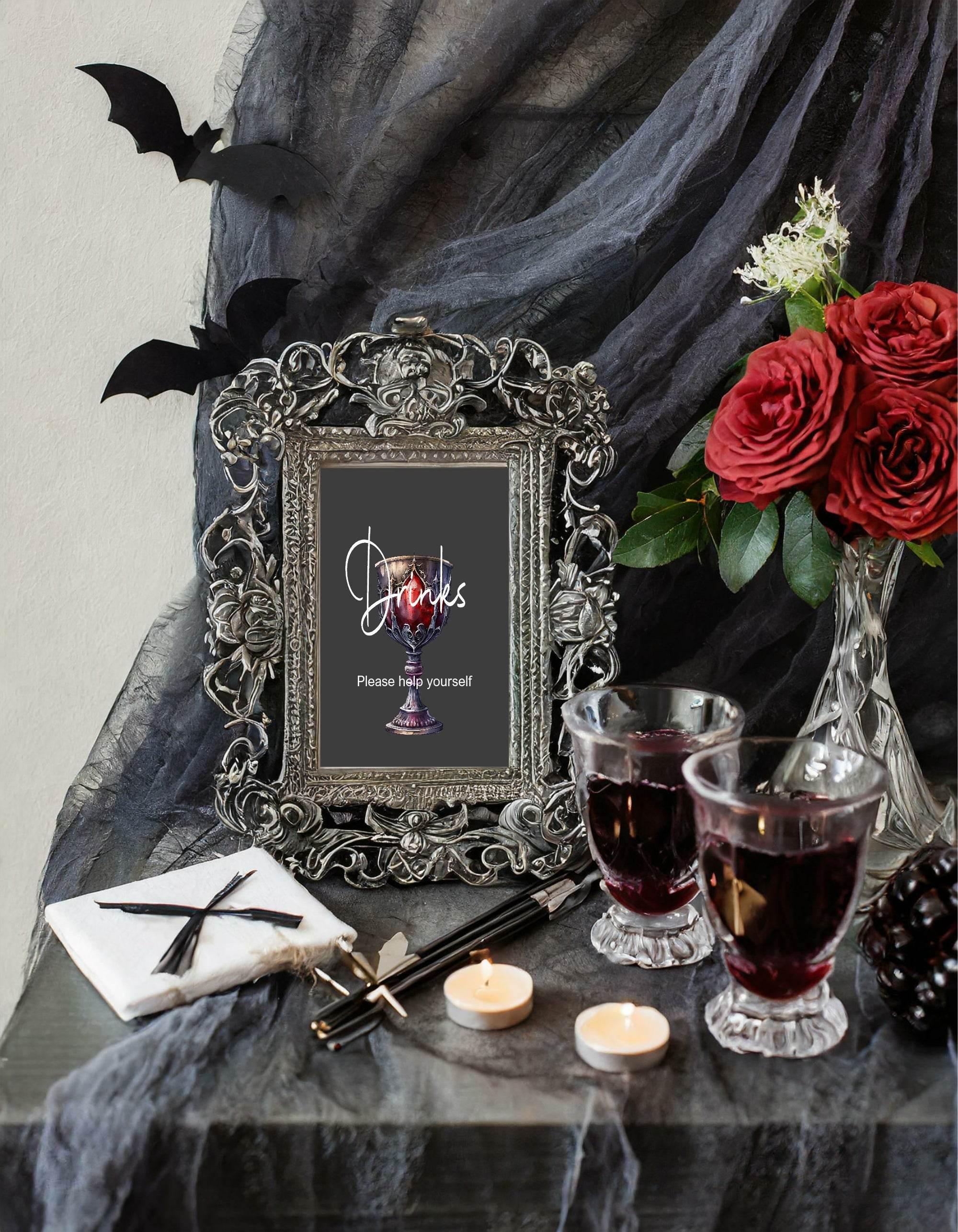 Gothic Drinks Birthday Party Sign - Larosier Prints