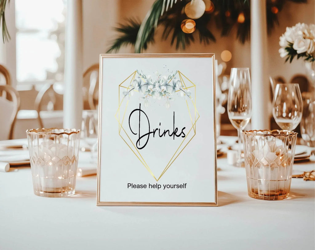 Eucalyptus Drinks Birthday Party Sign - Larosier Prints