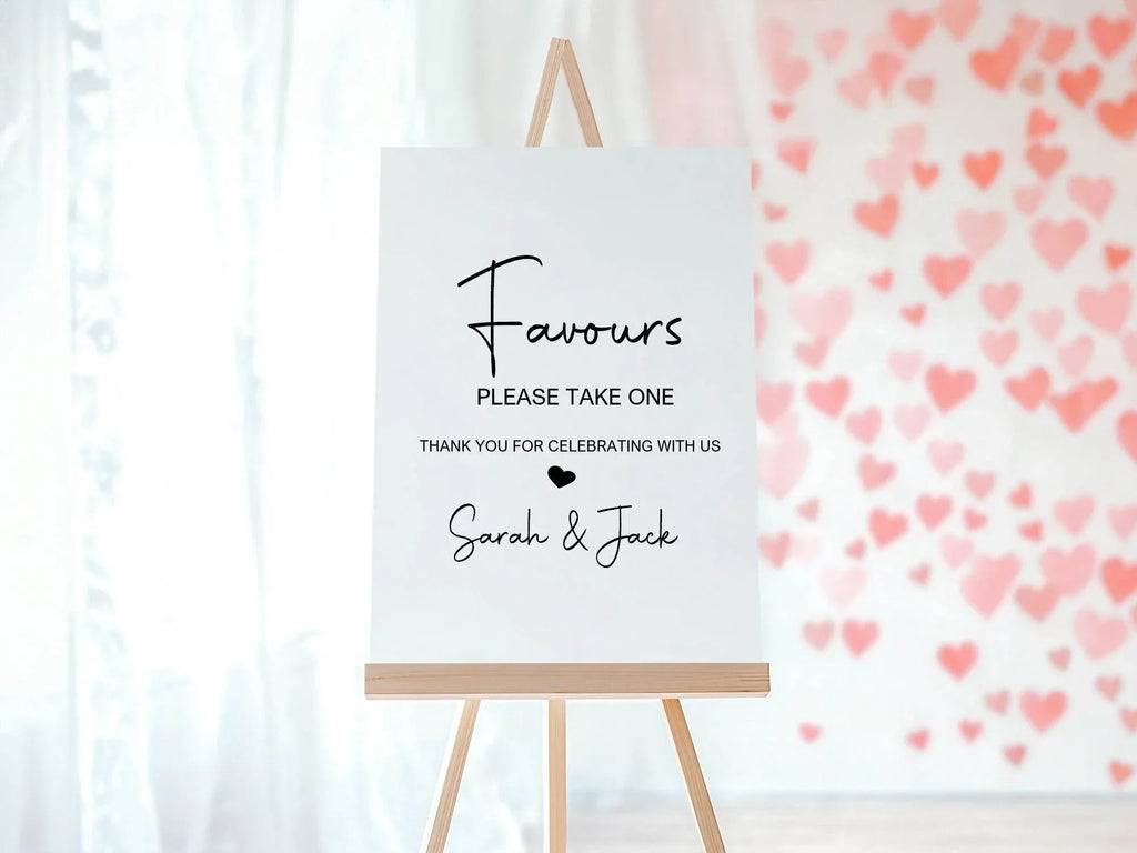 Minimalist Favours Wedding Party Sign - Larosier Prints