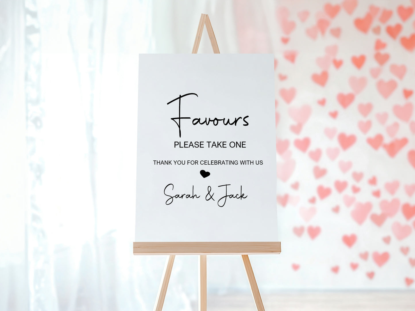 Minimalist Favours Wedding Sign | Black & White