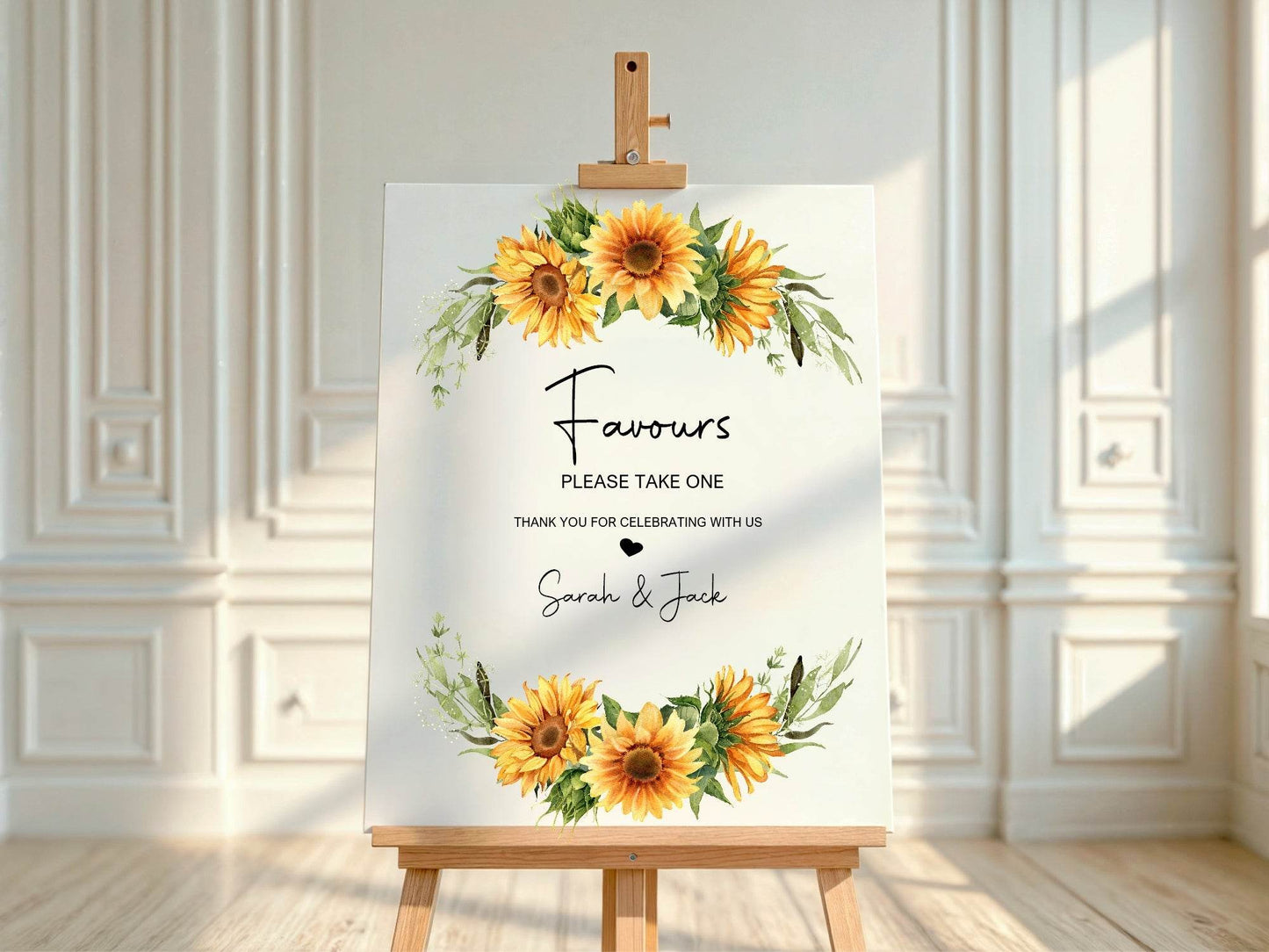 Sunflower Favours Wedding Party Sign