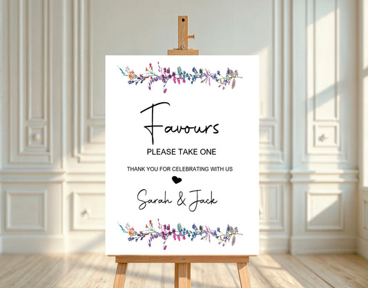 Wild Flowers Favours Wedding Sign