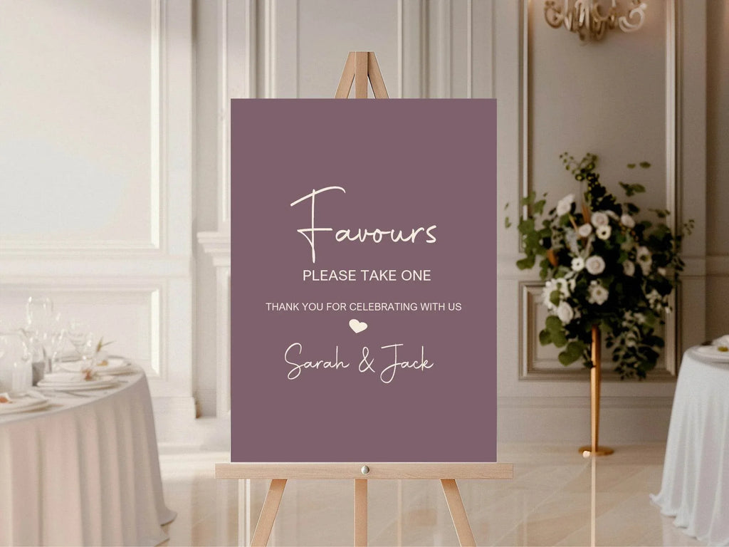 Heather Favours Wedding Party Sign - Larosier Prints