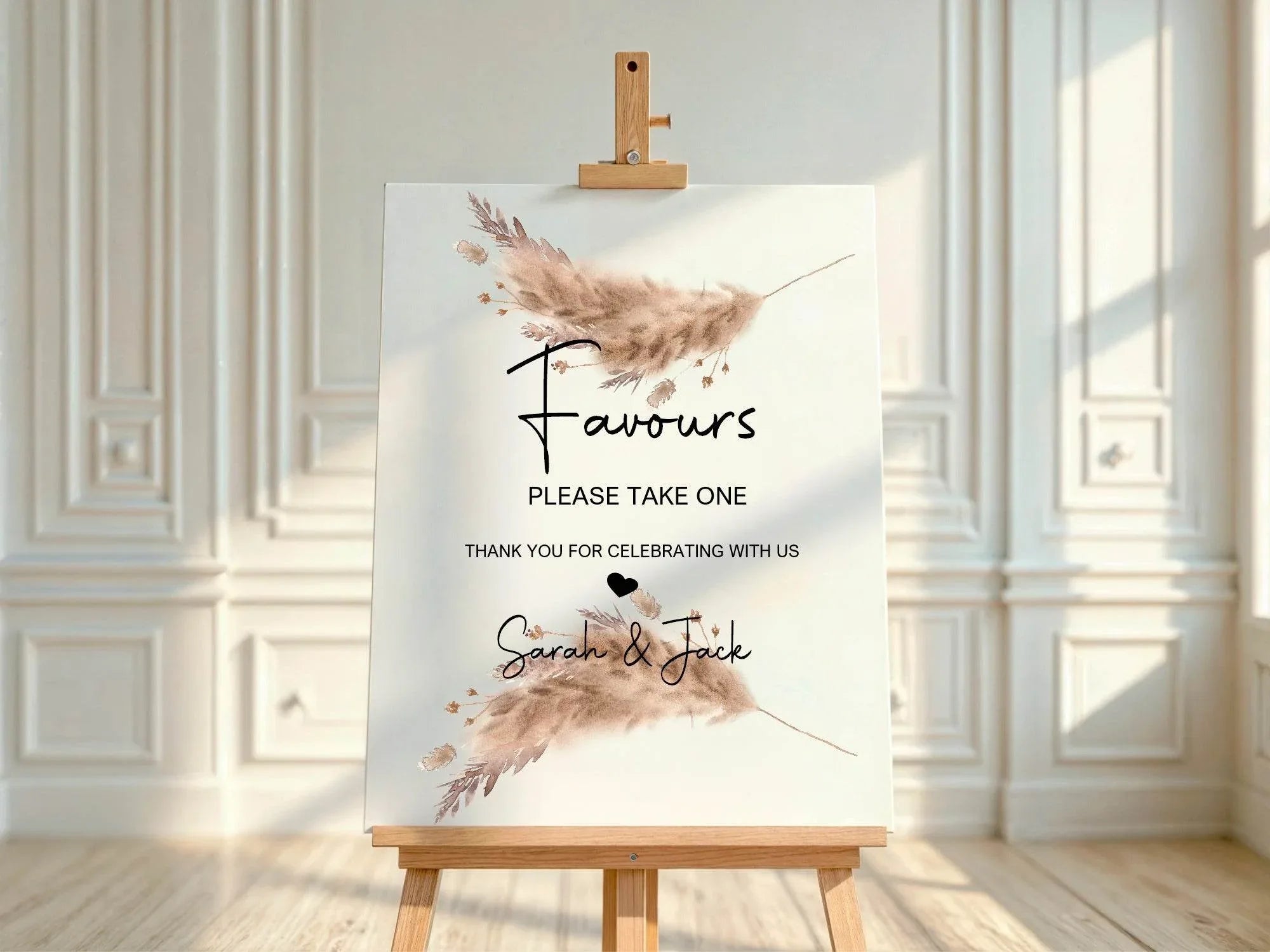 Boho Favours Wedding Party Sign - Larosier Prints