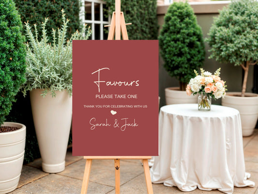 Rosewood Favours Wedding Party Sign