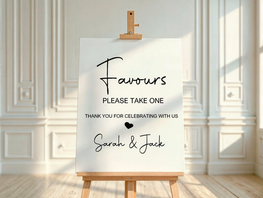 Minimalist Favours Wedding Sign | Black & White