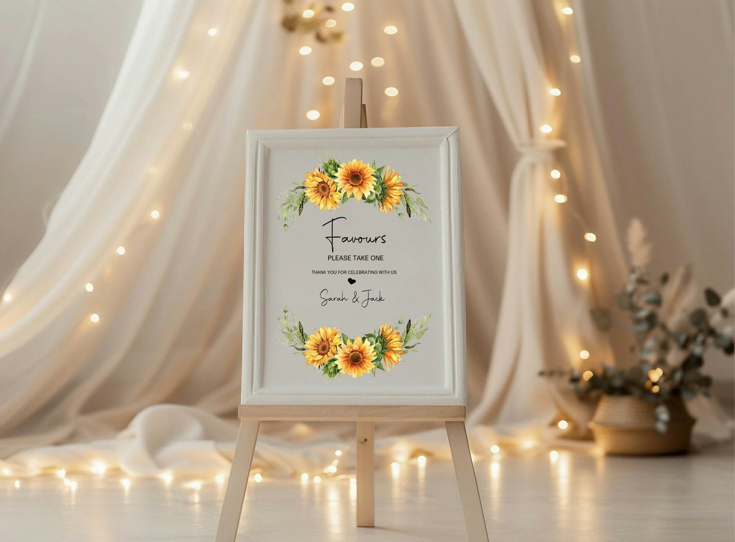 Sunflower Favours Wedding Party Sign
