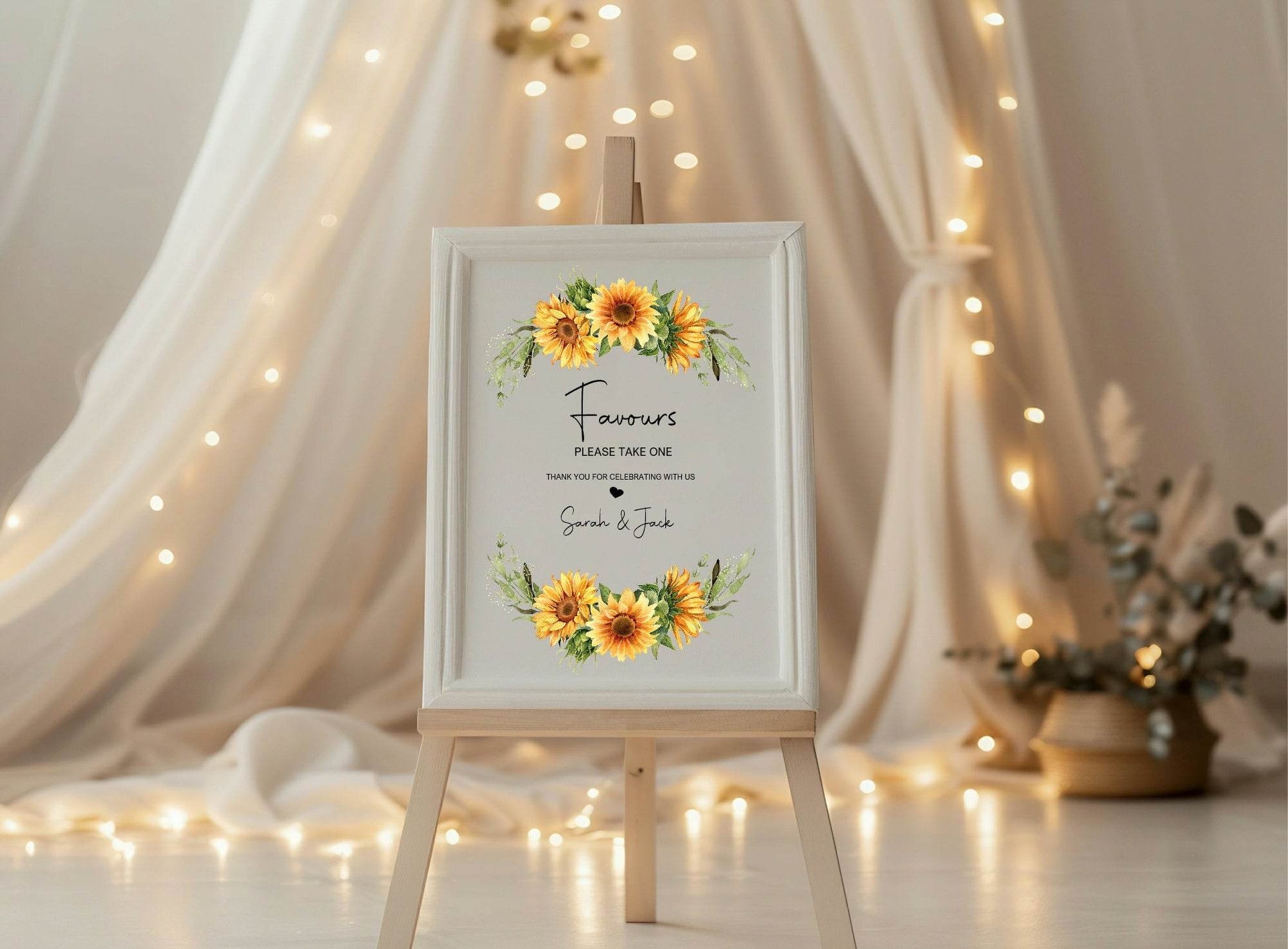 Sunflower Favours Wedding Party Sign