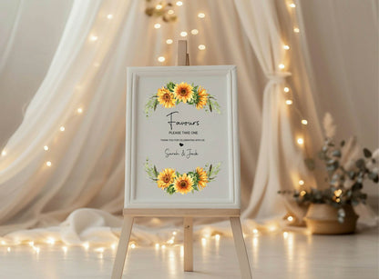 Sunflower Favours Wedding Party Sign