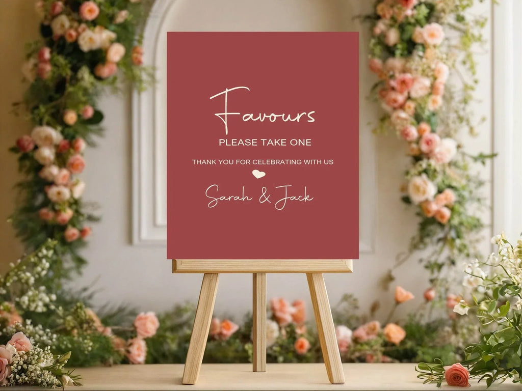 Rosewood Favours Wedding Party Sign - Larosier Prints