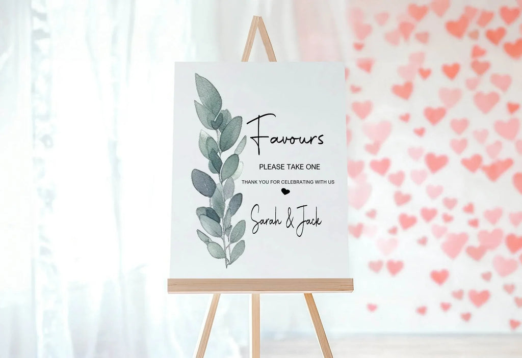 Eucalyptus Favours Wedding Party Sign - Larosier Prints