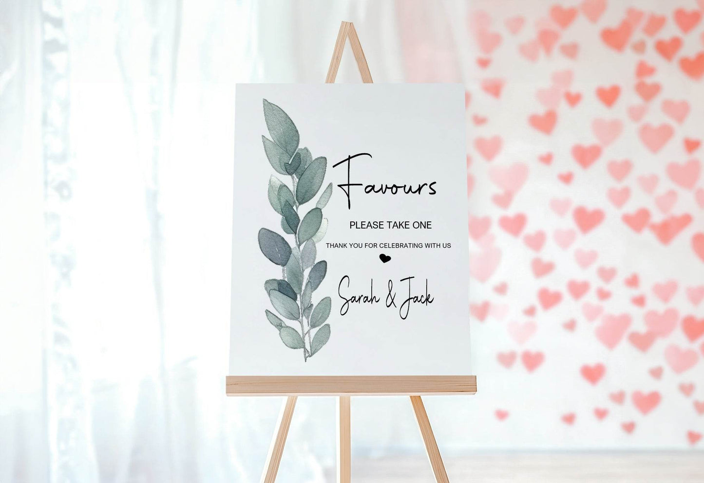 Eucalyptus Favours Wedding Party Sign