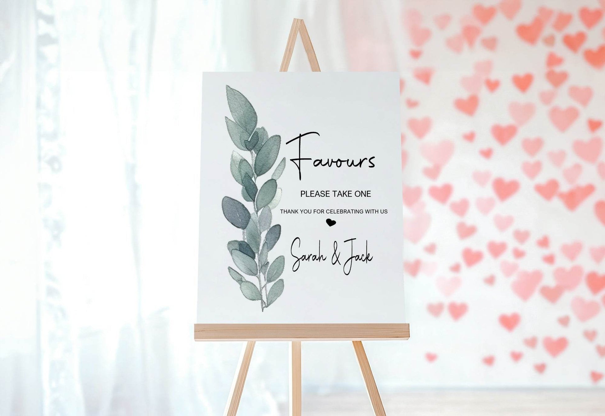 Eucalyptus Favours Wedding Party Sign