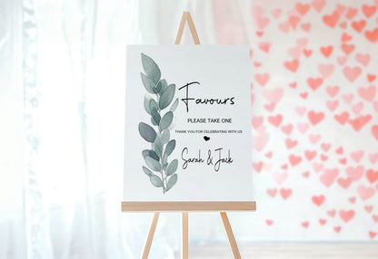 Eucalyptus Favours Wedding Party Sign