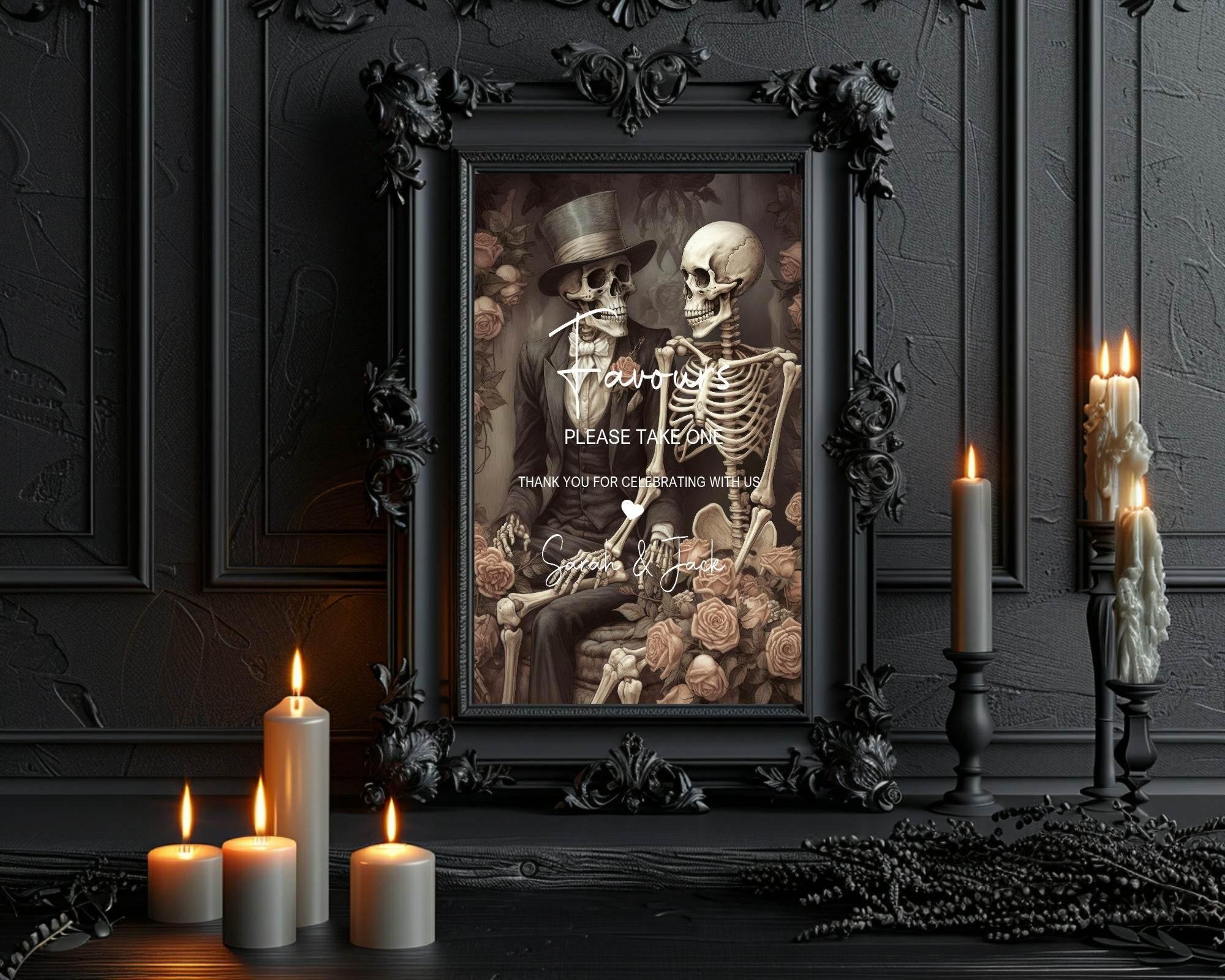 Gothic Favours Wedding Party Sign - Larosier Prints