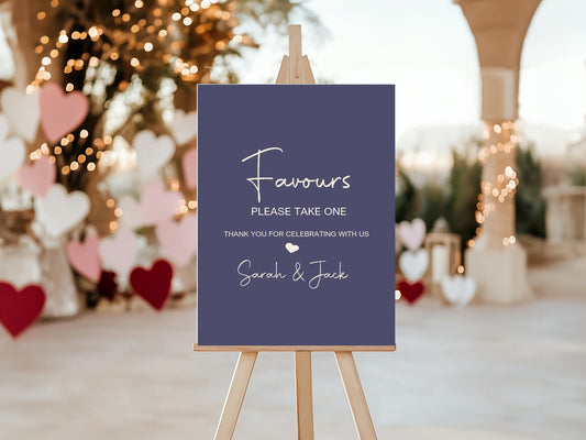 Sapphire Favours Wedding Party Sign