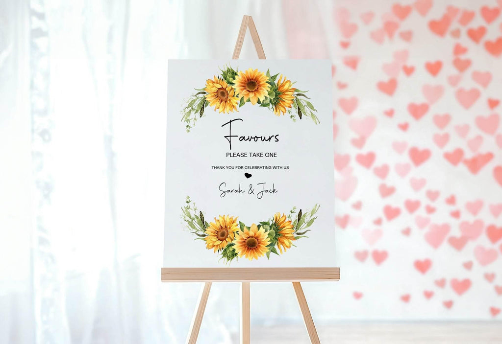 Sunflower Favours Wedding Party Sign - Larosier Prints