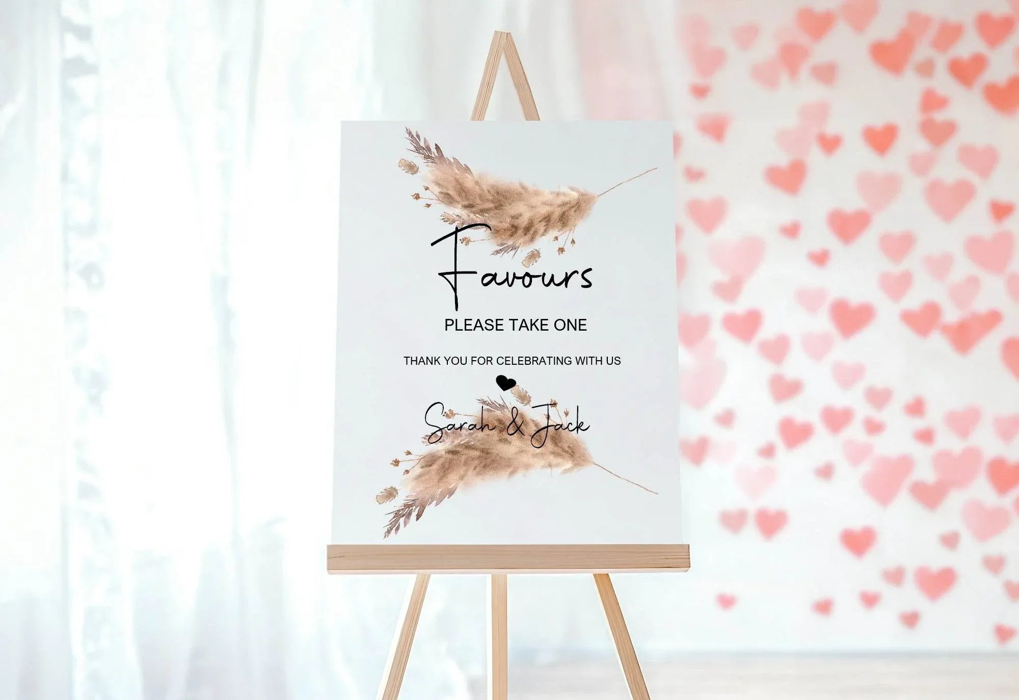 Boho Favours Wedding Party Sign - Larosier Prints