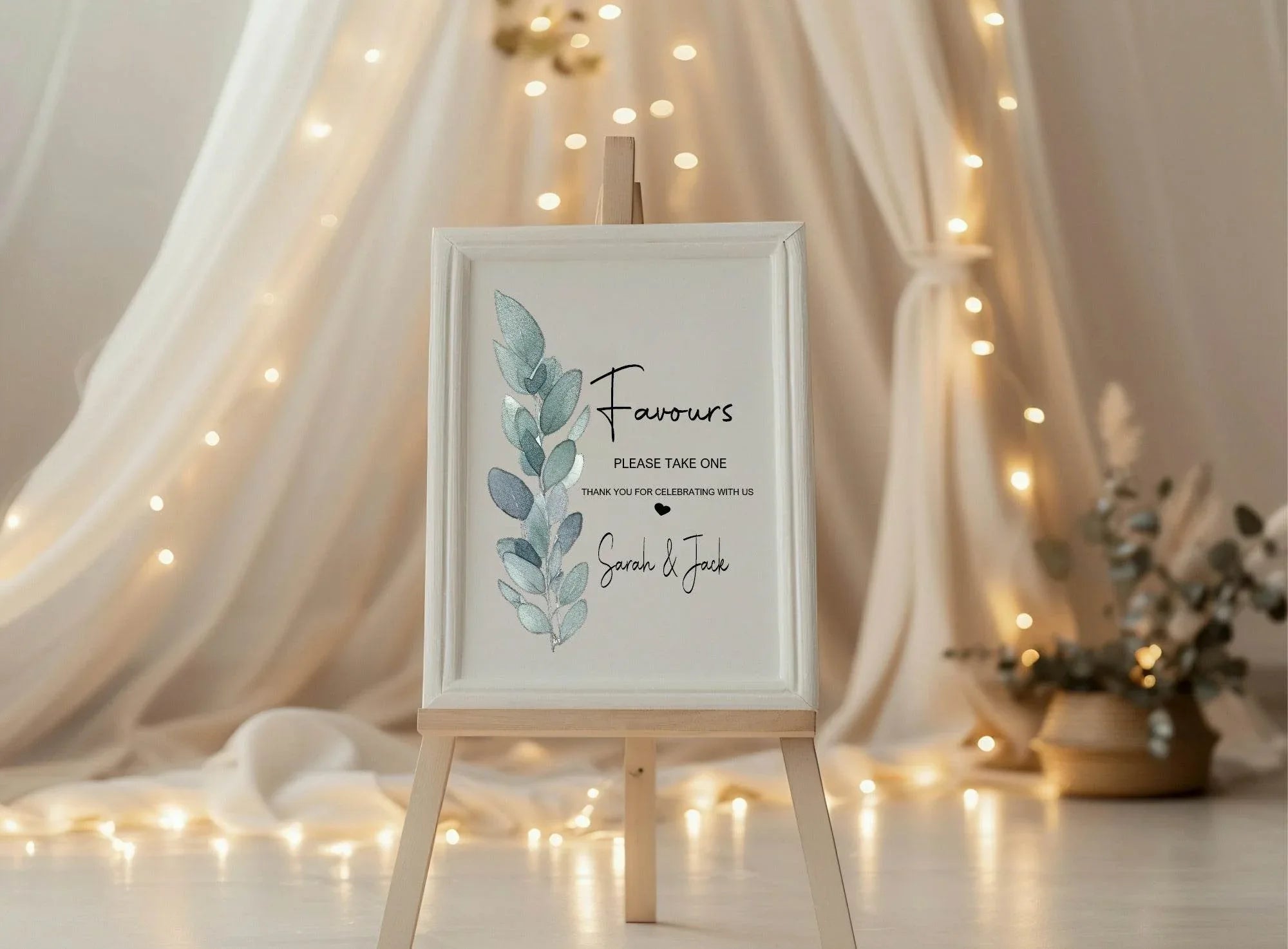 Eucalyptus Favours Wedding Party Sign - Larosier Prints